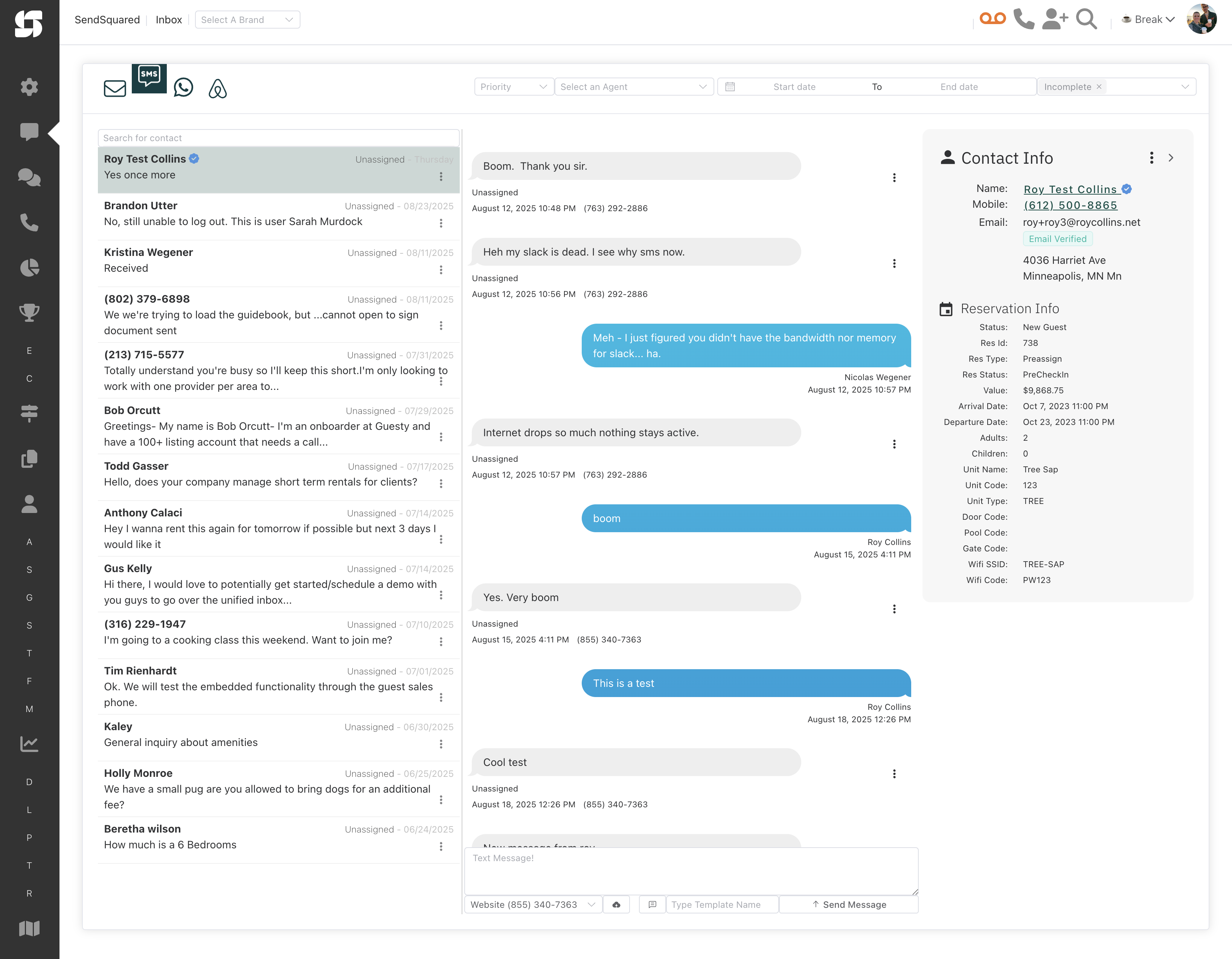 SMS Conversation View
