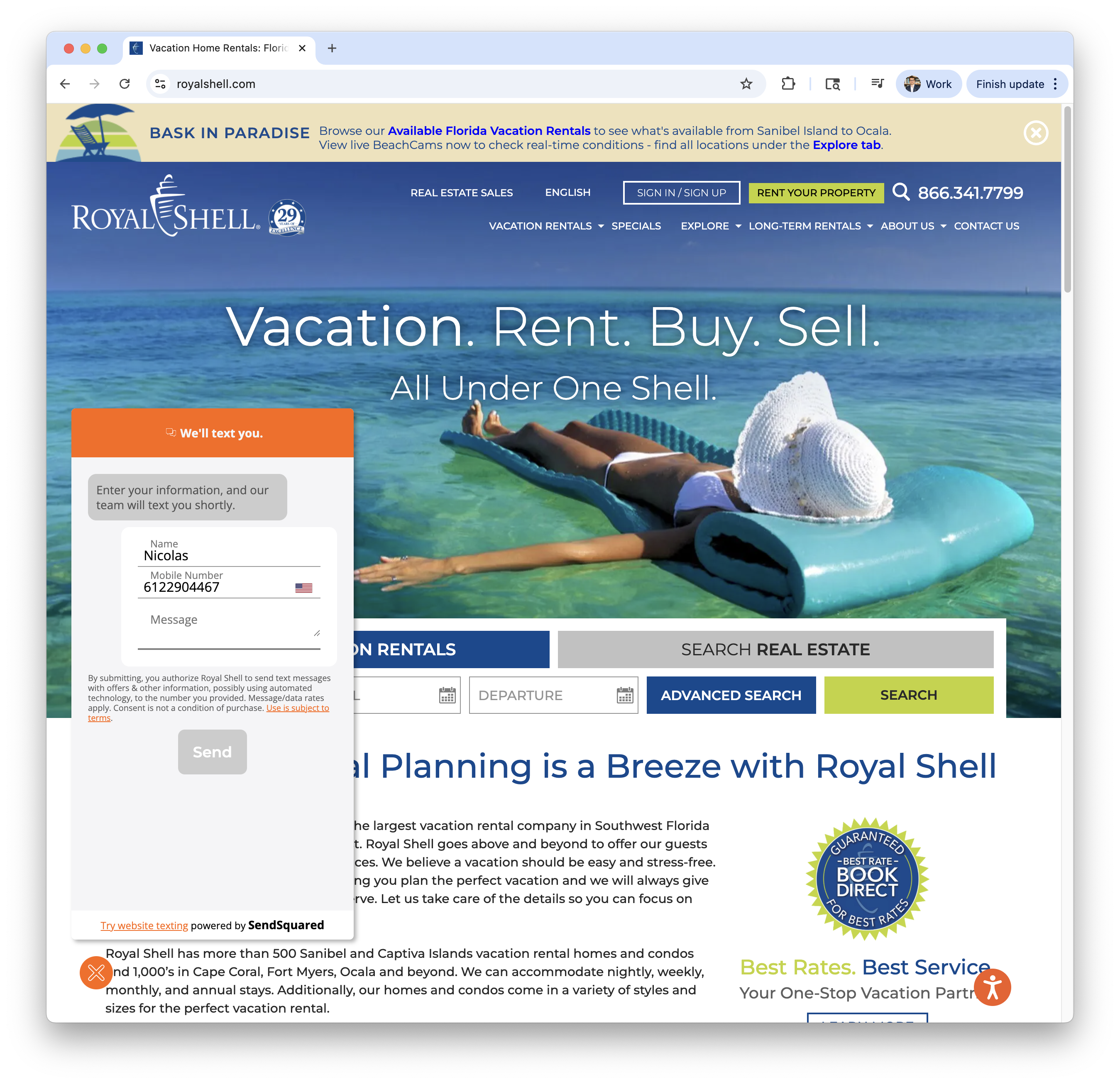 SMS Web Chat Widget