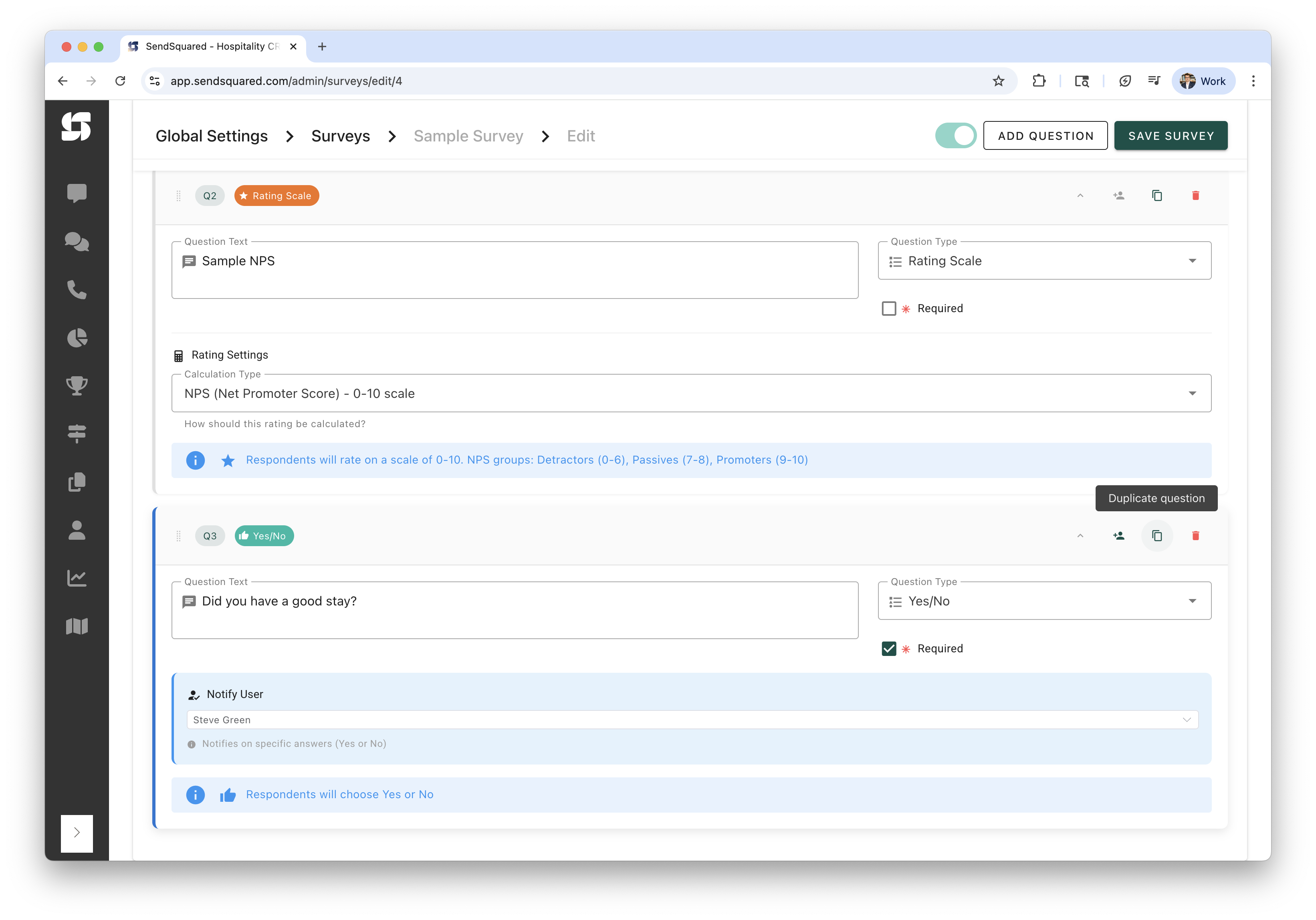 Rating Scale and Yes/No Questions